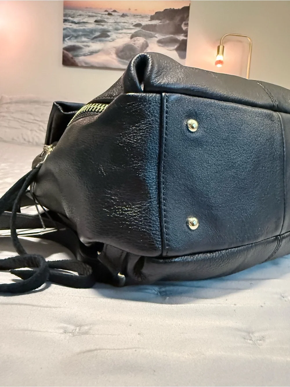 Aimee Kestenberg Bali Black Leather Backpack Purse
